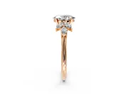 Floral Cluster Engagement Ring Setting for Oval Center with Marquise Accents and Prong Head in Rose Gold