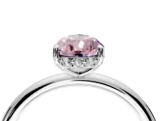 Solitaire Engagement Ring Setting for Fancy Pink Pear-Shaped Center with Plain Band, Open Basket and Prong Head in Platinum