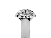 Halo Engagement Ring Setting for Round Cut Center with Knife Ridge Cathedral Band and Prong Head in Platinum