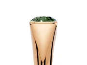 Tension Engagement Ring Setting for Fancy Green Cushion Cut Center with Wide Tapered Band and Tension Head in Rose Gold