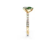Solitaire Engagement Ring Setting for Fancy Green Pear-Shaped Center with Fine Pave Accents and Prong Head in Yellow Gold