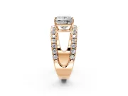 Solitaire Engagement Ring Setting for Princess Cut Center with Wide-Open Split Shank and Prong Head in Rose Gold