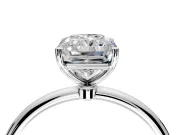 Solitaire Engagement Ring Setting for Radiant Cut Center with Straight Thin Band and Prong Head in Sterling Silver