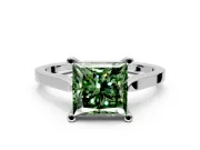 Solitaire Engagement Ring Setting for Fancy Green Princess Cut Center with Tapered Shoulders and Prong Head in Platinum