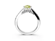 Solitaire Engagement Ring Setting for Fancy Yellow Pear-Shaped Center with Crossover Accents and Prong Head in White Gold