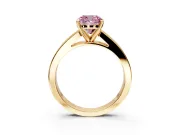 Solitaire Engagement Ring Setting for Fancy Pink Cushion Cut Center with Princess Cut Channel Band and Prong Head in Yellow Gold