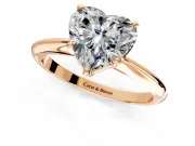 Solitaire Engagement Ring Setting for Heart-Shaped Center with Knife Ridge Band and Claw Prong Head in Rose Gold