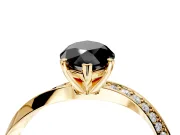 Side Accent Engagement Ring Setting for Fancy Black Marquise Center with Accent Shoulders and Prong Head in Yellow Gold