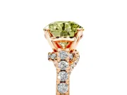 Solitaire Engagement Ring Setting for Fancy Yellow Round Cut Center with Crossover Accents and Prong Head in Rose Gold