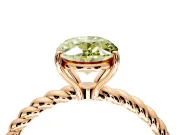 Solitaire Engagement Ring Setting for Fancy Yellow Oval Center with 2-Strand Rope Twist Band and Prong Head in Rose Gold