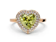 Halo Engagement Ring Setting for Fancy Yellow Heart-Shaped Center with Plain Tapered Band and Prong Head in Rose Gold