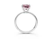 Minimalist Solitaire Engagement Ring Setting for Fancy Pink Radiant Cut Center with Thin Band and Prong Head in White Gold