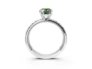 Solitaire Engagement Ring Setting for Fancy Green Oval Center with XO Engraved Band and Prong Head in Platinum