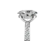 Solitaire Engagement Ring Setting for Oval Center with Fine Pave Band and Prong Head in White Gold