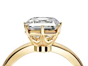 Solitaire Engagement Ring Setting for Asscher Cut Center with Plain Band and Tulip Prong Head in Yellow Gold
