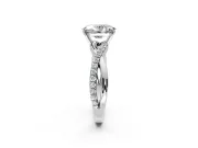 Crossover Engagement Ring Setting for Oval Center with Pave and Plain Strands and Prong Head in Platinum