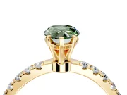 Open Basket Engagement Ring Setting for Fancy Green Pear-Shaped Center with Pave Band and Prong Head in Yellow Gold