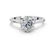Solitaire Engagement Ring Setting for Heart-Shaped Center with Knife Ridge Band and Claw Prong Head in Platinum
