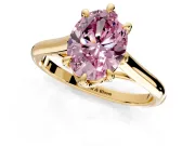 Solitaire Engagement Ring Setting for Fancy Pink Oval Center with Cathedral Band and Prong Head in Yellow Gold
