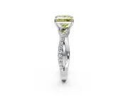Crossover Engagement Ring Setting for Fancy Yellow Princess Cut Center with Pave and Plain Strands and Prong Head in White Gold