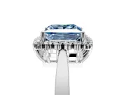 Starburst Halo Engagement Ring Setting for Fancy Blue Princess Cut Center with Flat Cathedral Band and Prong Head in White Gold