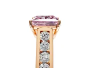 Solitaire Engagement Ring Setting for Fancy Pink Princess Cut Center with Cathedral Channel Band and Prong Head in Rose Gold
