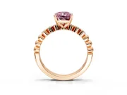 Solitaire Engagement Ring Setting for Fancy Pink Radiant Cut Center with Bezel-Dot Beaded Band and Prong Head in Rose Gold