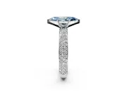 Solitaire Engagement Ring Setting for Fancy Blue Marquise Center with Domed Multi-Row Pave Band and Prong Head in Sterling Silver