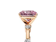 Solitaire Engagement Ring Setting for Fancy Pink Radiant Cut Center with Bezel Station Band and Prong Head in Rose Gold