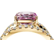 Solitaire Engagement Ring Setting for Fancy Pink Asscher Cut Center with Wide-Open Split Shank and Prong Head in Yellow Gold