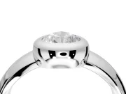 Solitaire Engagement Ring Setting for Pear-Shaped Center with Wide Band and Bezel Head in Sterling Silver