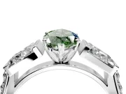 Channel-Set Engagement Ring Setting for Fancy Green Marquise Center with Baguette Band and Prong Head in Sterling Silver