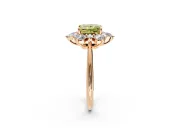 Small-Accent Cluster Halo Engagement Ring Setting for Fancy Yellow Princess Cut Center with Plain Band and Prong Head in Rose Gold
