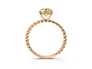 Solitaire Engagement Ring Setting for Fancy Yellow Oval Center with 2-Strand Rope Twist Band and Prong Head in Rose Gold