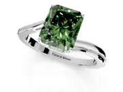 Solitaire Engagement Ring Setting for Fancy Green Radiant Cut Center with Plain Bypass Twist Band and Prong Head in Platinum