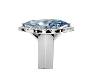 Halo Engagement Ring Setting for Fancy Blue Marquise Center with Knife Ridge Cathedral Band and Prong Head in Platinum