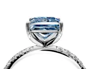 Solitaire Engagement Ring Setting for Fancy Blue Princess Cut Center with Micro Pave Band and Prong Head in White Gold