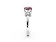 Floral Engagement Ring Setting for Fancy Pink Cushion Cut Center with Marquise Cluster Shoulders and Prong Head in White Gold