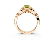 Solitaire Engagement Ring Setting for Fancy Yellow Emerald Cut Center with Marquise and Bezel Accents and Prong Head in Rose Gold