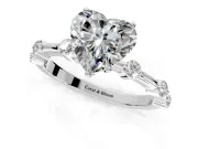 Solitaire Engagement Ring Setting for Heart-Shaped Center with Bezel Station Band and Prong Head in Platinum