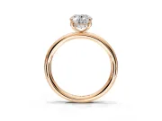 Hidden Halo Engagement Ring Setting for Oval Center with Thin Rounded Band and Prong Head in Rose Gold
