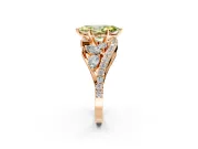 Halo Engagement Ring Setting for Fancy Yellow Marquise Center with Marquise and Pave Bypass Band and Prong Head in Rose Gold