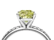 Solitaire Engagement Ring Setting for Fancy Yellow Cushion Cut Center with Milgrain X Pattern Band and Prong Head in Platinum