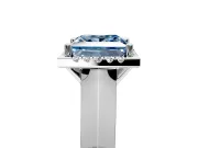 Halo Engagement Ring Setting for Fancy Blue Princess Cut Center with Knife Ridge Cathedral Band and Prong Head in Platinum