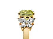 Solitaire Engagement Ring Setting for Fancy Yellow Cushion Cut Center with Marquise Flower Shoulders and Prong Head in Yellow Gold