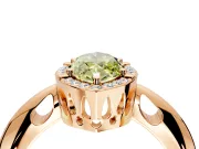 Halo Engagement Ring Setting for Fancy Yellow Marquise Center with Tapered Plain Band and Prong Head in Rose Gold