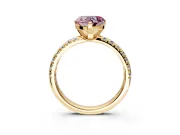 Solitaire Engagement Ring Setting for Fancy Pink Heart-Shaped Center with Large Accents and Prong Head in Yellow Gold