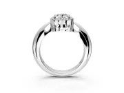 Halo Engagement Ring Setting for Oval Center with Tapered Plain Band and Prong Head in Sterling Silver