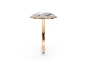 Halo Engagement Ring Setting for Marquise Center with Plain Tapered Band and Prong Head in Rose Gold
