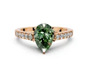 Solitaire Engagement Ring Setting for Fancy Green Pear-Shaped Center with Crossover Accents and Prong Head in Rose Gold